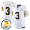Men’s Steelers 50th Anniversary of Super Bowl IX Patch Gold Vapor Limited Jersey – All Stitched – White Gold – Russell Wilson