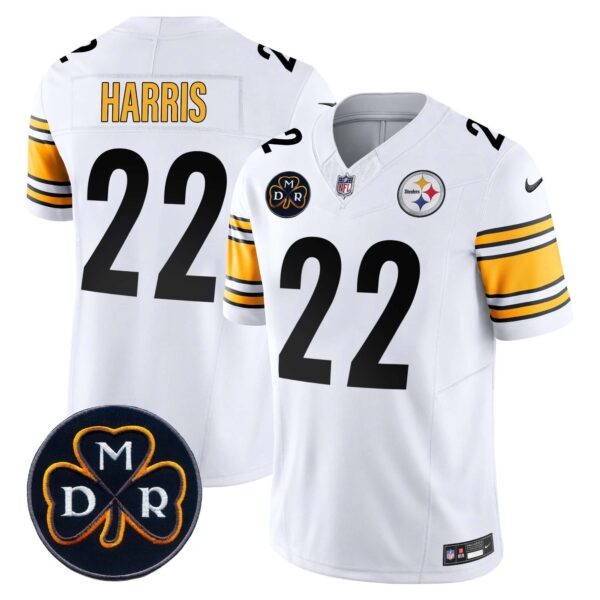 Men’s Steelers DMR Patch Vapor Limited Jersey – All Stitched – White – Najee Harris