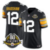 Pittsburgh Steelers 80th Anniversary Patch Vapor Limited Jersey – All Stitched – 1975 Throwback – Terry Bradshaw Jersey