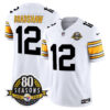 Pittsburgh Steelers 80th Anniversary Patch Vapor Limited Jersey – All Stitched – 1975 White – Terry Bradshaw Jersey