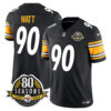 Pittsburgh Steelers 80th Anniversary Patch Vapor Limited Jersey – All Stitched – Black – T. J. Watt Jersey