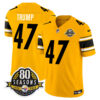 Pittsburgh Steelers 80th Anniversary Patch Vapor Limited Jersey – All Stitched – Gold – Donald Trump Jersey