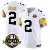 Pittsburgh Steelers 80th Anniversary Patch Vapor Limited Jersey – All Stitched – 1975 White – Justin Fields Jersey