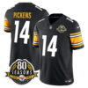 Pittsburgh Steelers 80th Anniversary Patch Vapor Limited Jersey – All Stitched – Black – George Pickens Jersey