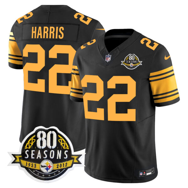 Pittsburgh Steelers 80th Anniversary Patch Vapor Limited Jersey – All Stitched – Color Rush – Najee Harris Jersey
