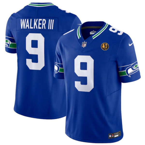 Seattle Seahawks #9 Kenneth Walker III Royal 2023 FUSE Throwback With John Jersey