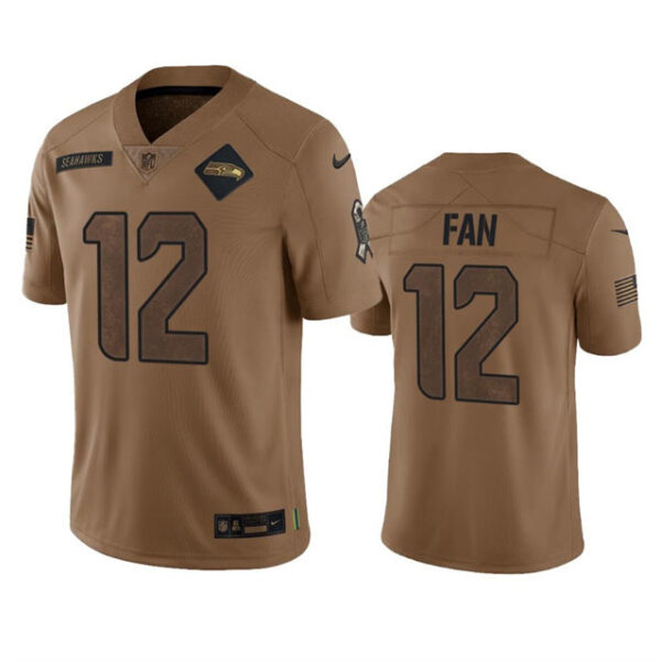 Seattle Seahawks #12 Fan 2023 Brown Salute To Service Limited Stitched Football Jersey