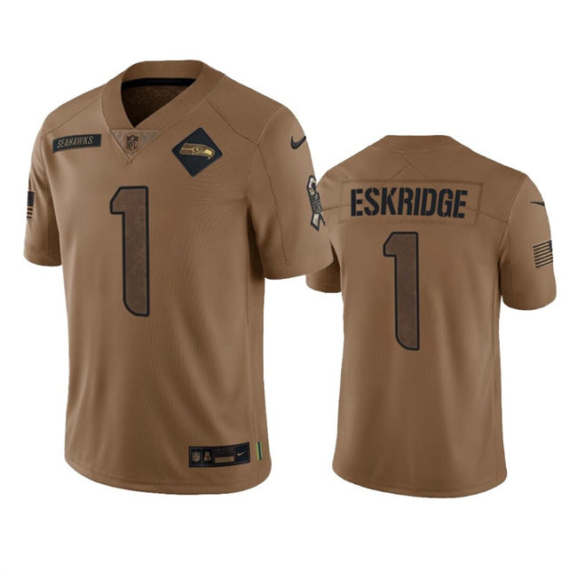 Seattle Seahawks #1 Dee Eskridge 2023 Brown Salute To Service Limited Stitched Football Jersey