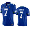 Seattle Seahawks #7 Geno Smith Blue 2023 FUSE Throwback With 1-Star C Patch Jersey