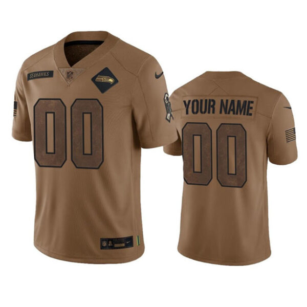 Seattle Seahawks Active Player Custom 2023 Brown Salute To Service Limited Stitched Football Jersey