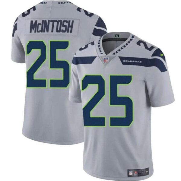 Seattle Seahawks #25 Kenny Mcintosh Grey Vapor Limited Stitched Football Jersey