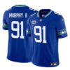 Seattle Seahawks #91 Byron Murphy II Royal 2024 With Dradt Patch FUSE Throwback Jersey