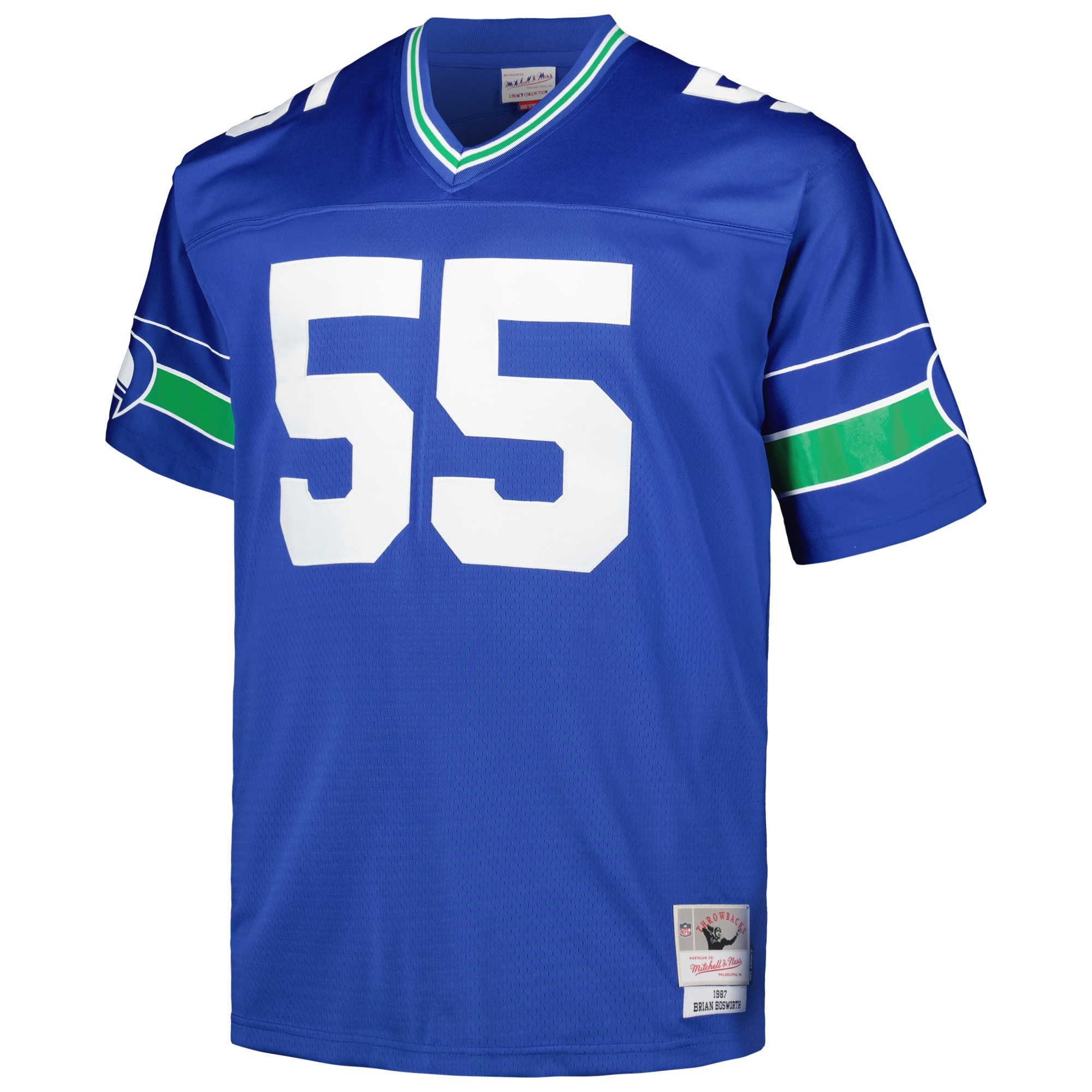 Brian Bosworth Seattle Seahawks Mitchell Ness Big Tall 1987 Legacy Retired Player Jersey Royal - Image 2