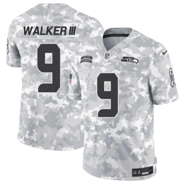 Seattle Seahawks #9 Kenneth Walker III 2024 FUSE Arctic Camo Salute To Service Limited Football Stitched Jersey