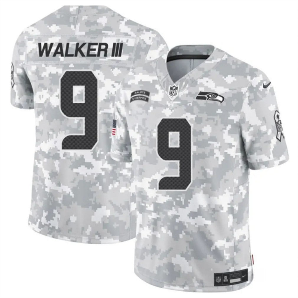 Seattle Seahawks #9 Kenneth Walker III 2024 FUSE Arctic Camo Salute To Service Limited Football Stitched Jersey