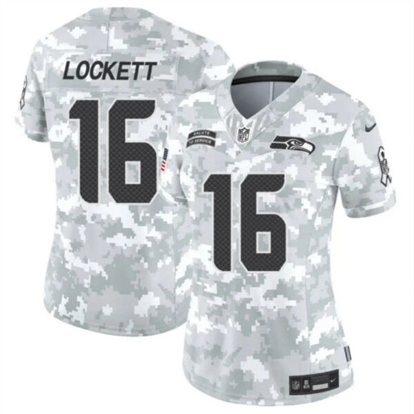 Women Seattle Seahawks #16 Tyler Lockett 2024 FUSE Arctic Camo Salute To Service Limited Football Stitched Jersey