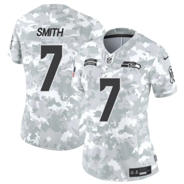 Women Seattle Seahawks #7 Geno Smith 2024 FUSE Arctic Camo Salute To Service Limited Football Stitched Jersey