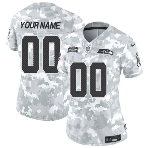 Women Seattle Seahawks Active Player Custom 2024 FUSE Arctic Camo Salute To Service Limited Football Stitched Jersey