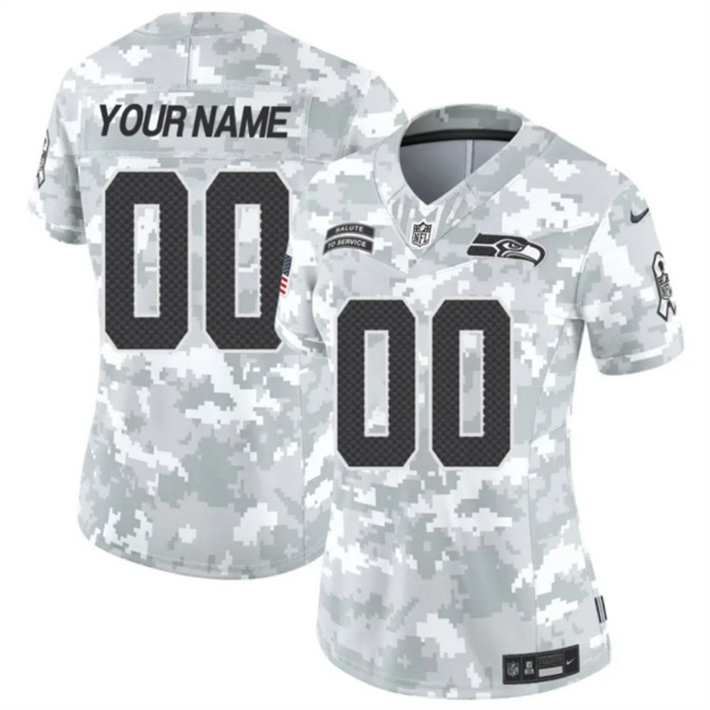 Women Seattle Seahawks Active Player Custom 2024 FUSE Arctic Camo Salute To Service Limited Football Stitched Jersey