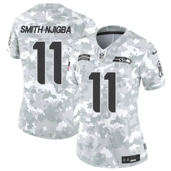 Women Seattle Seahawks Seahawks #11 Jaxon Smith Njigba 2024 FUSE Arctic Camo Salute To Service Limited Football Stitched Jersey