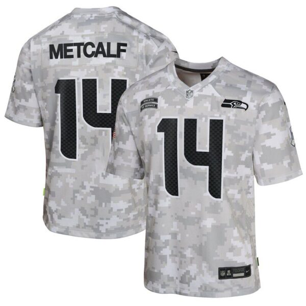 DK Metcalf Seattle Seahawks Youth 2024 Salute To Service Game Jersey Arctic Camo
