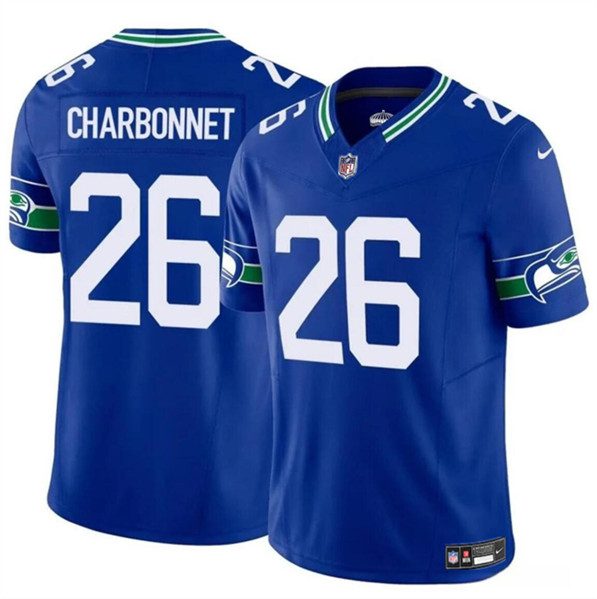 Seattle Seahawks #26 Zach Charbonnet Royal 2024 FUSE Throwback Vapor Limited Football Stitched Jersey