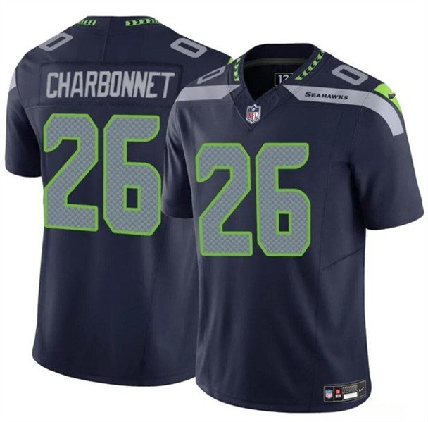 Seattle Seahawks #26 Zach Charbonnet Navy 2024 FUSE Vapor Limited Football Stitched Jersey