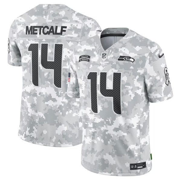 Seattle Seahawks #14 DK Metcalf Arctic Camo 2024 FUSE Salute To Service Limited Football Stitched Jersey