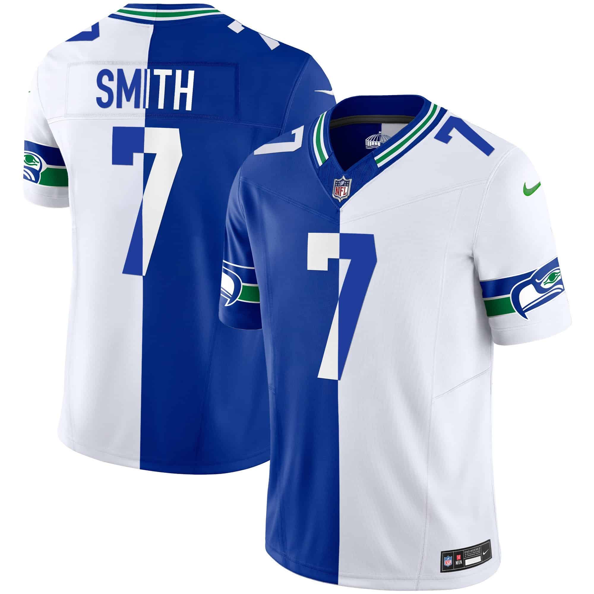 Men’s Seahawks Throwback Vapor Limited Jersey – All Stitched – Split – Geno Smith