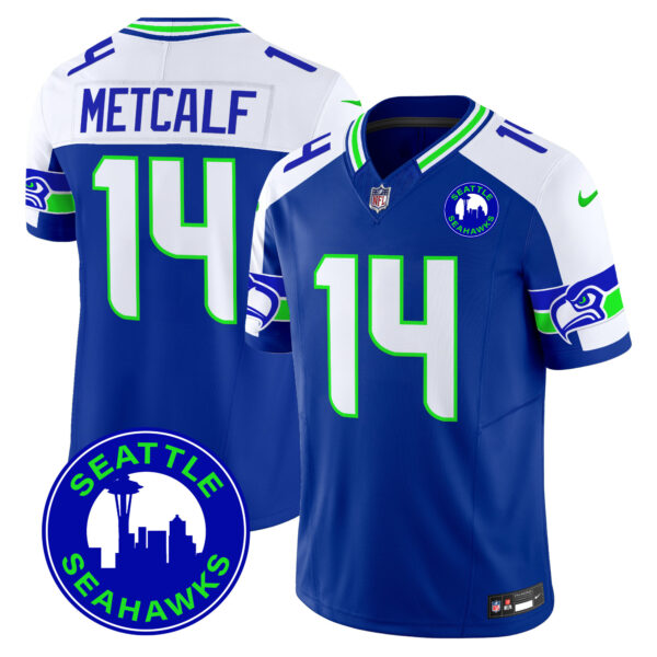 Men’s Seahawks 2024 Seattle City Patch Vapor Limited Jersey – All Stitched – Royal Alternate – DK Metcalf