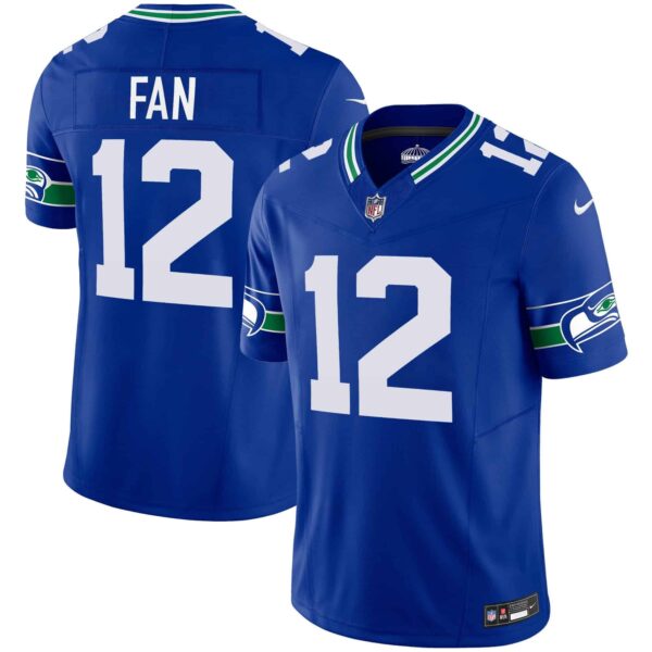 Men’s Seahawks Throwback Vapor Limited Jersey – All Stitched – Royal – 12th Fan