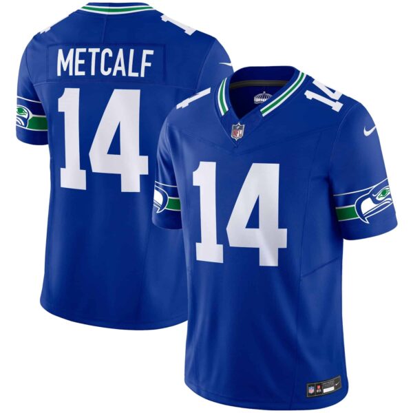 Men’s Seahawks Throwback Vapor Limited Jersey – All Stitched – Royal – DK Metcalf