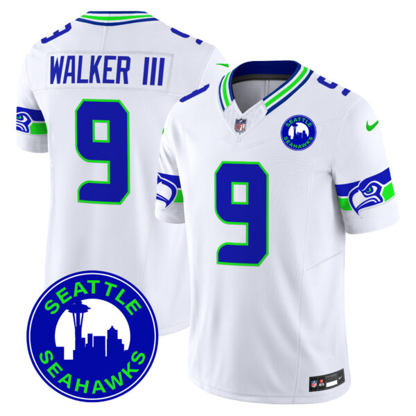 Men’s Seahawks 2024 Seattle City Patch Vapor Limited Jersey – All Stitched – White – Walker III