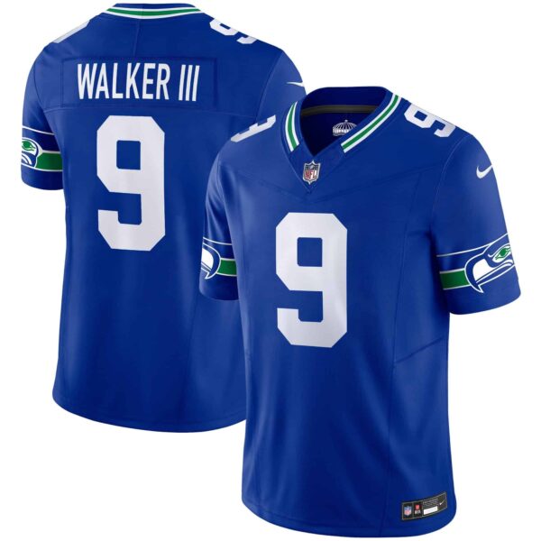 Men’s Seahawks Throwback Vapor Limited Jersey – All Stitched – Royal – Walker III