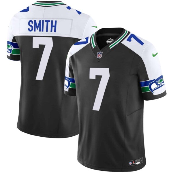 Men’s Seahawks Throwback Vapor Limited Jersey – All Stitched – Black Alternate – Geno Smith