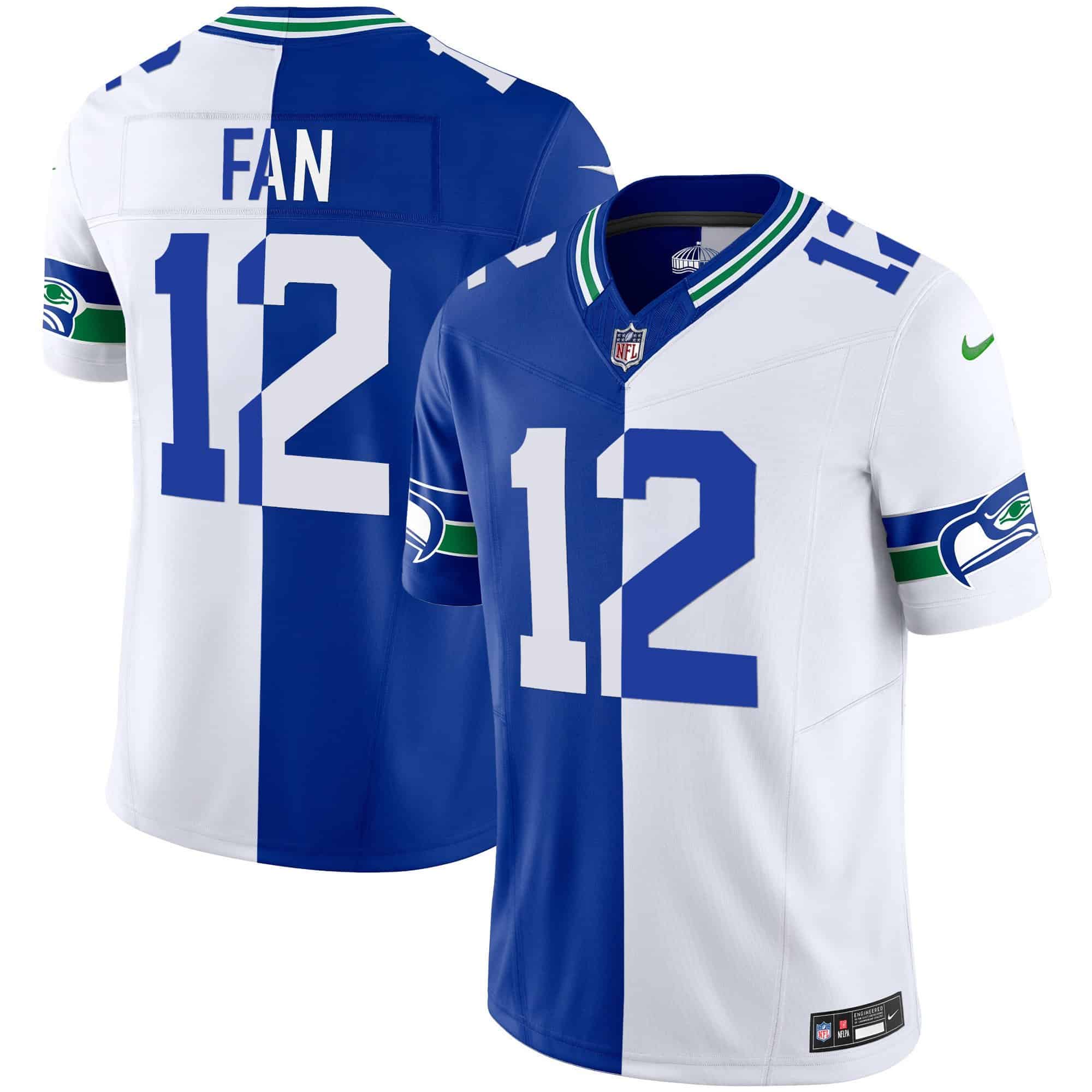 Men’s Seahawks Throwback Vapor Limited Jersey – All Stitched – Split – 12th Fan