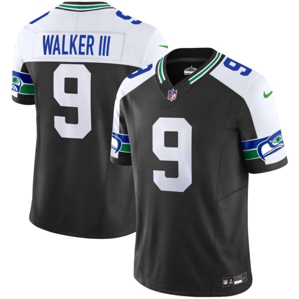 Men’s Seahawks Throwback Vapor Limited Jersey – All Stitched – Black Alternate – Walker III