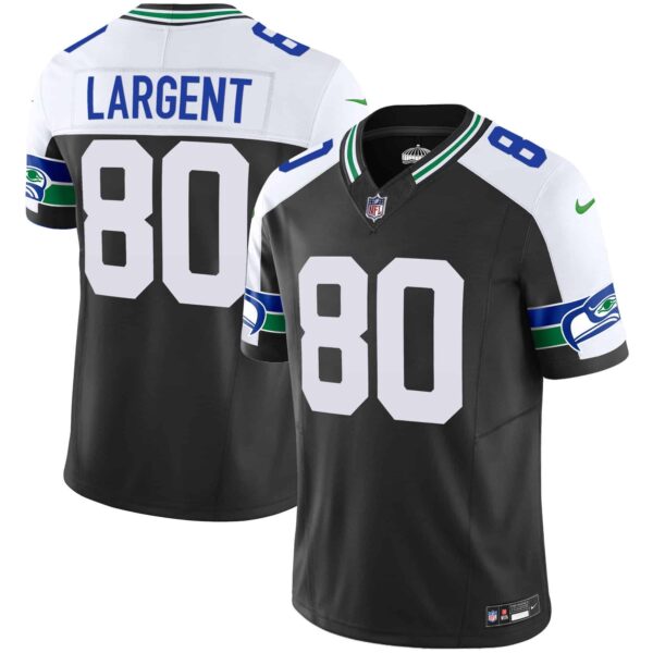 Men’s Seahawks Throwback Vapor Limited Jersey – All Stitched – Black Alternate – Steve Largent