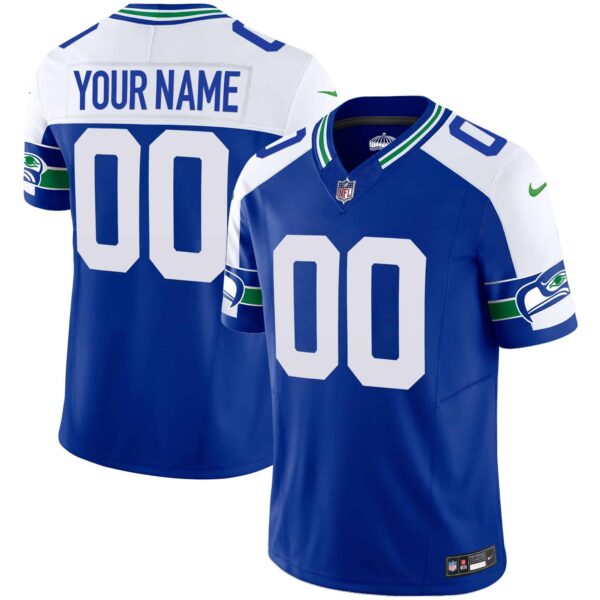 Seahawks Throwback Vapor Limited Custom Jersey – All Stitched – Youth – Royal Alternate