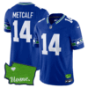 Men’s Seattle Seahawks Washington Home Patch Jersey – All Stitched – Royal – DK Metcalf