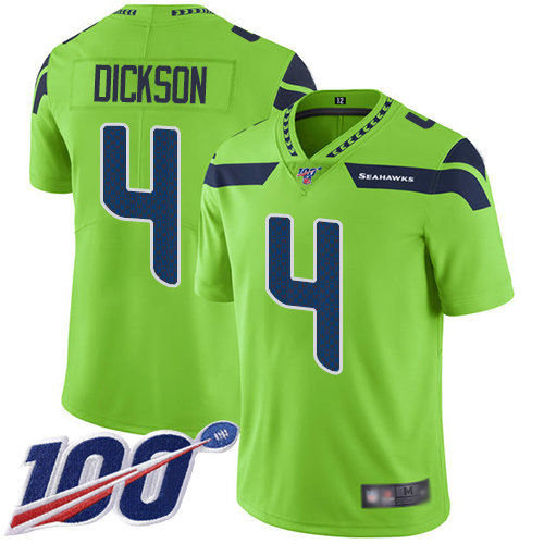 Seahawks #4 Michael Dickson Green Men’s Stitched Football Limited Rush 100th Season Jersey