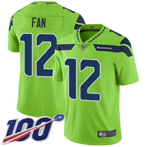 Seahawks #12 Fan Green Men’s Stitched Football Limited Rush 100th Season Jersey