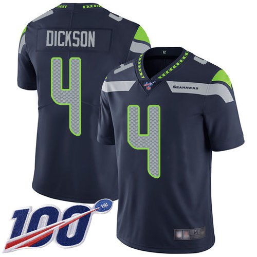 Seahawks #4 Michael Dickson Steel Blue Team Color Men’s Stitched Football 100th Season Vapor Limited Jersey