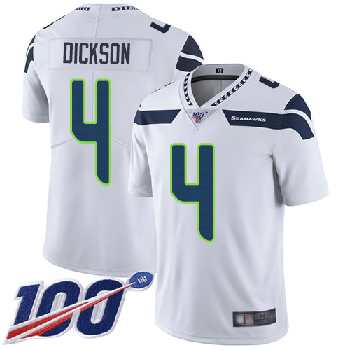 Seahawks #4 Michael Dickson White Men’s Stitched Football 100th Season Vapor Limited Jersey