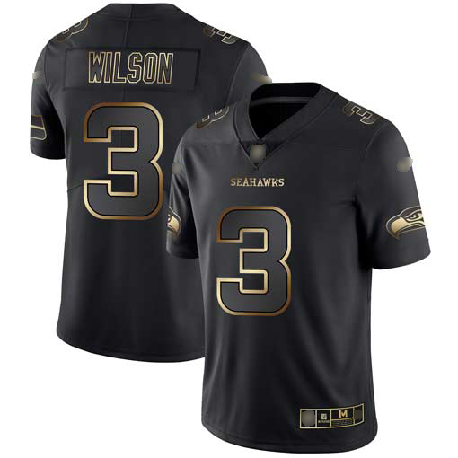 Seahawks #3 Russell Wilson Black Gold Men’s Stitched Football Vapor Untouchable Limited Jersey