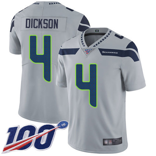Seahawks #4 Michael Dickson Grey Alternate Men’s Stitched Football 100th Season Vapor Limited Jersey