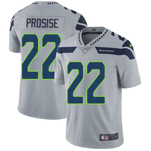 Nike Seattle Seahawks #22 C. J. Prosise Grey Alternate Men’s Stitched NFL Vapor Untouchable Limited Jersey