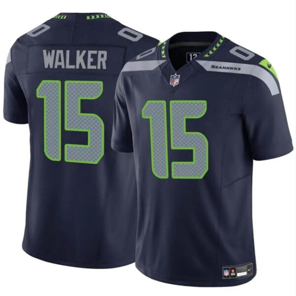 Men’s Seattle Seahawks #15 P.J. Walker Navy 2024 F.U.S.E Vapor Limited Football Stitched Jersey