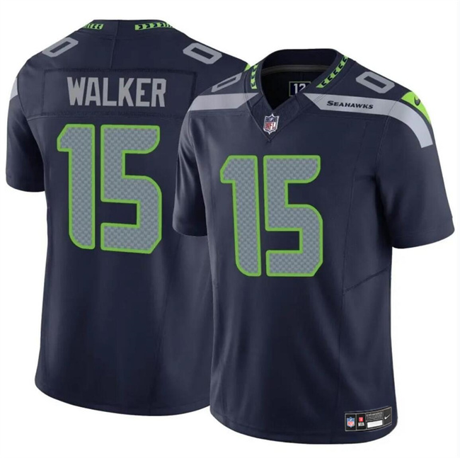 Men’s Seattle Seahawks #15 P.J. Walker Navy 2024 F.U.S.E Vapor Limited Football Stitched Jersey