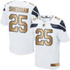 Nike Seahawks #25 Richard Sherman White Men’s Stitched NFL Elite Gold Jersey